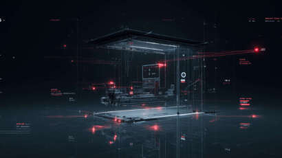A sophisticated AI control chamber performing seo reverse engineering and competitor analysis prompt tasks to find content gaps.