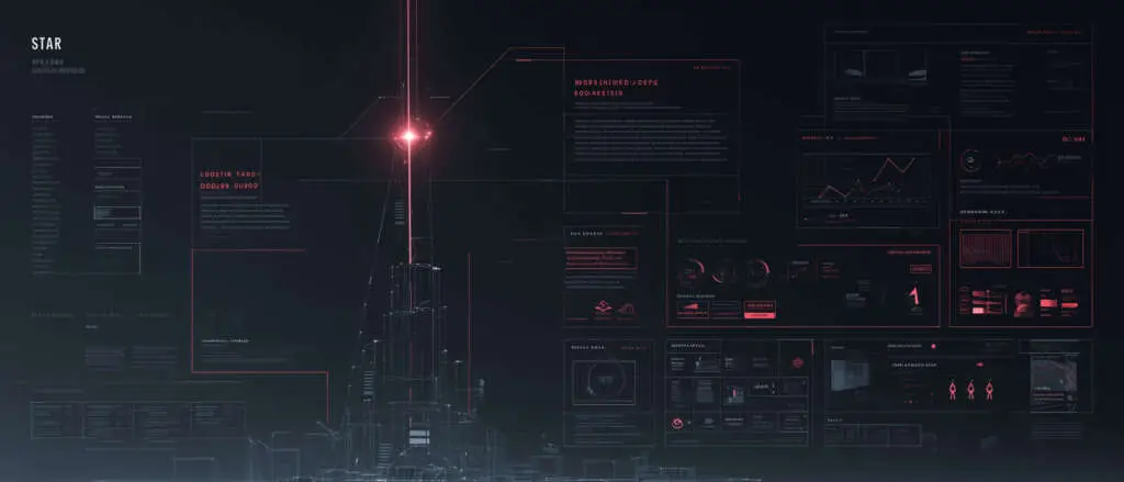 A sophisticated AI control chamber orchestrating brand search volume tracking and navigational intent metrics for organic lift.